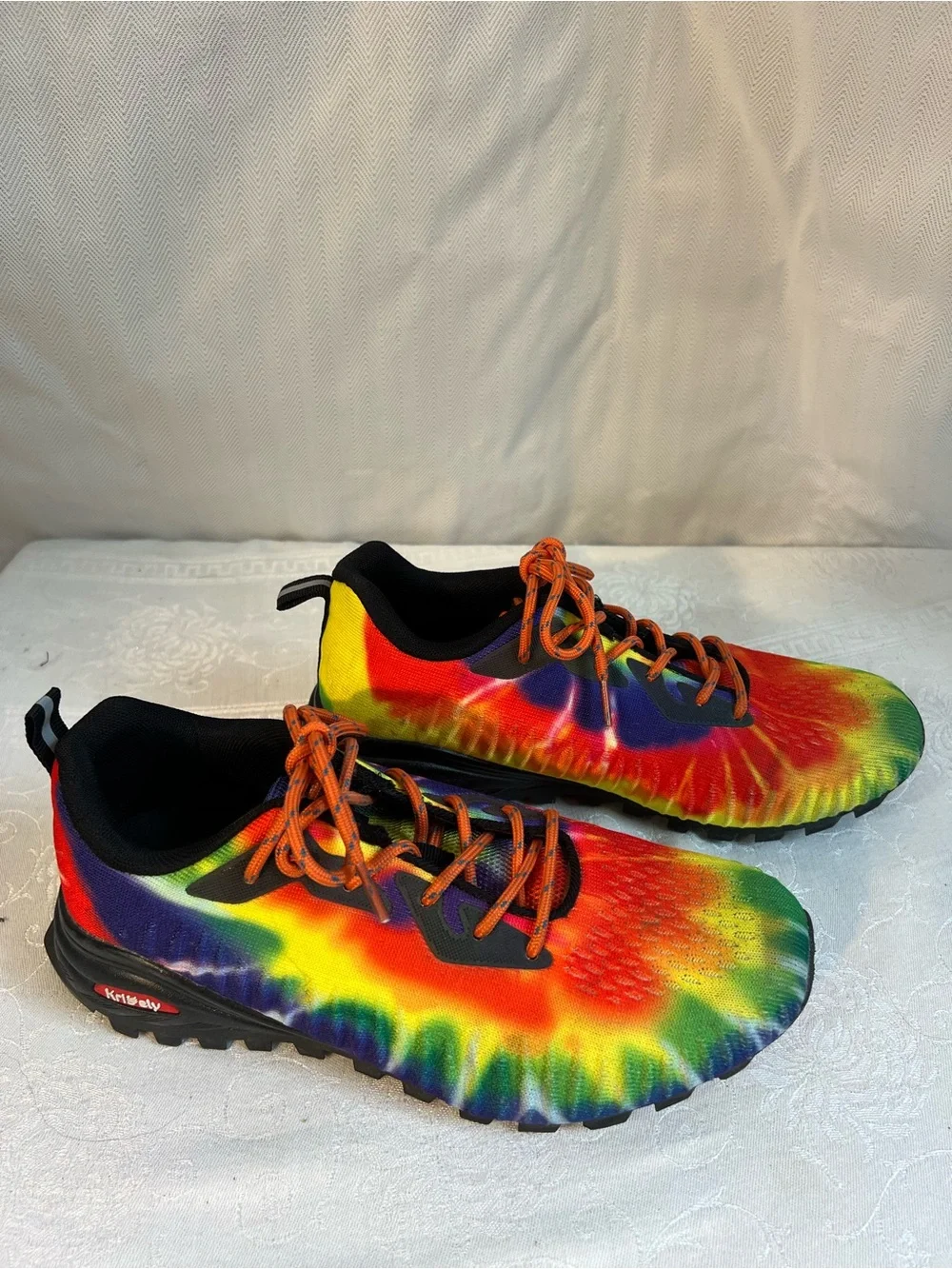 Kricely Men’s Sneakers Running Walking Hiking Shoes Tie Dye Lace Up US 7